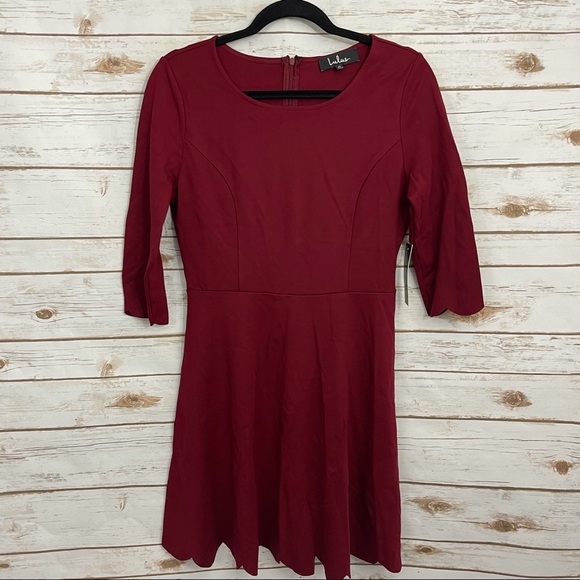 Lulu’s Burgundy Cumulonimbus Skater Dress NWT - Picture 2 of 8